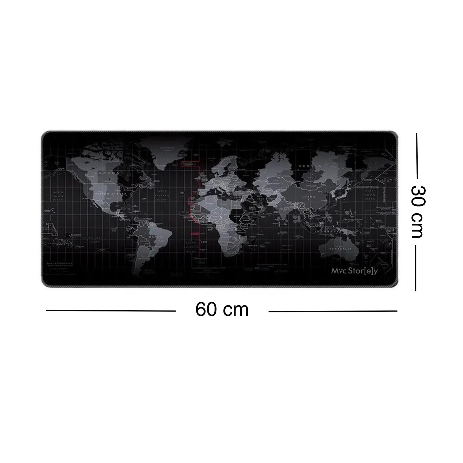 McStorey Dünya Haritası Mouse Pad 60x30 cm, Gaming Masa Pedi 3 mm, Kaymaz Kauçuk Tabanlı Desk Mat, Dikişli Kenar Kumaş Yüzey, Klavye ve Mouse Altlığı, Oyuncu ve Ofis Masası için Siyah