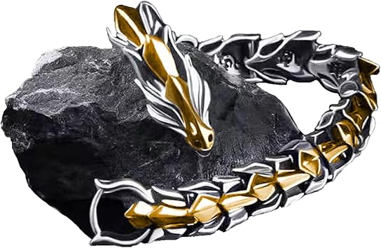 Vintage Hip Hop Punk-Dragon Bracelet Retro Exaggerated Dragon Bracelet Jewelry Gifts for Men Dragon Link Chain Wristband