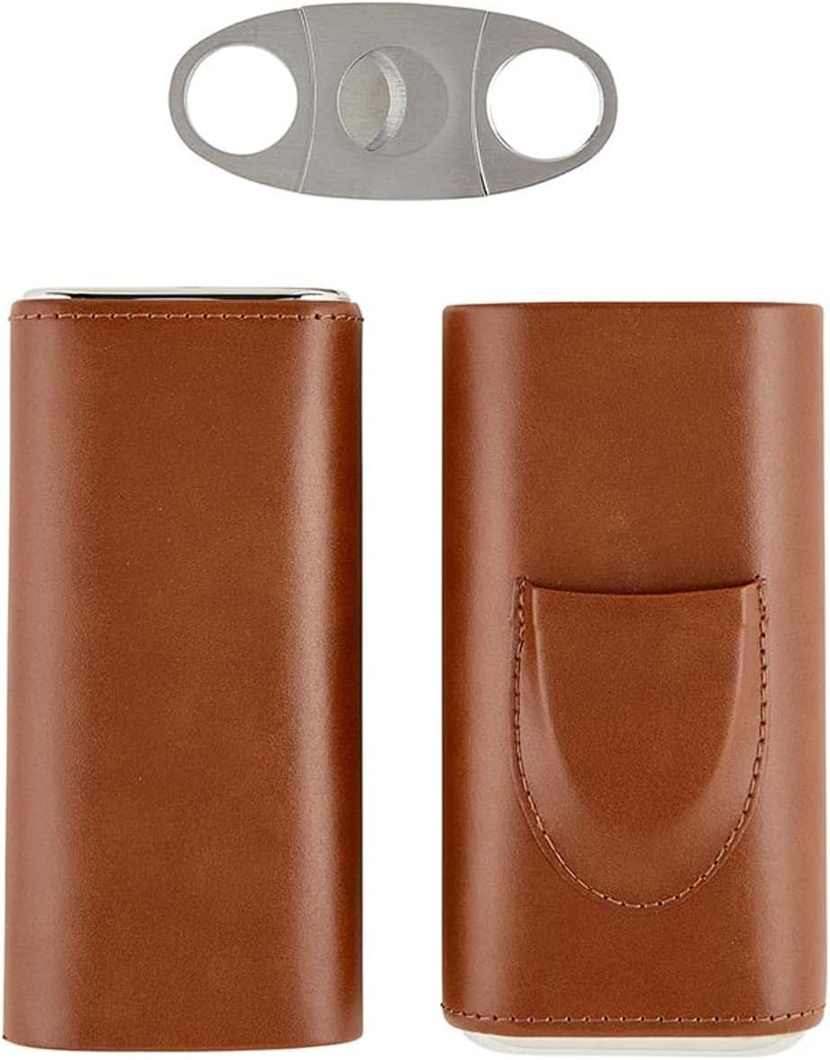 3 Finger Leather Cigar Case & Cutter, Crafted for effortless cuts and portability
