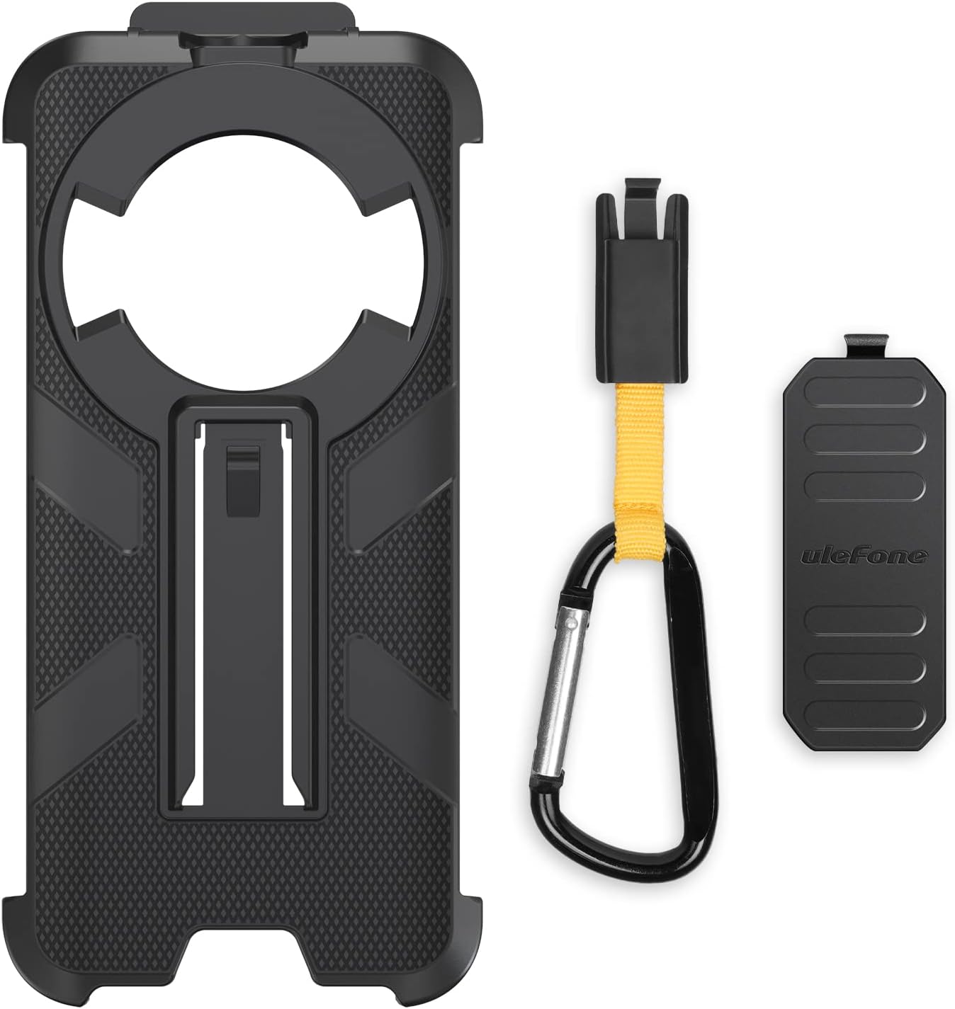 Ulefone Power Armor 16S Multifunctional Protective Case Original TPU Black Case for Ulefone Power Armor 16S with Back Clip Carabiner