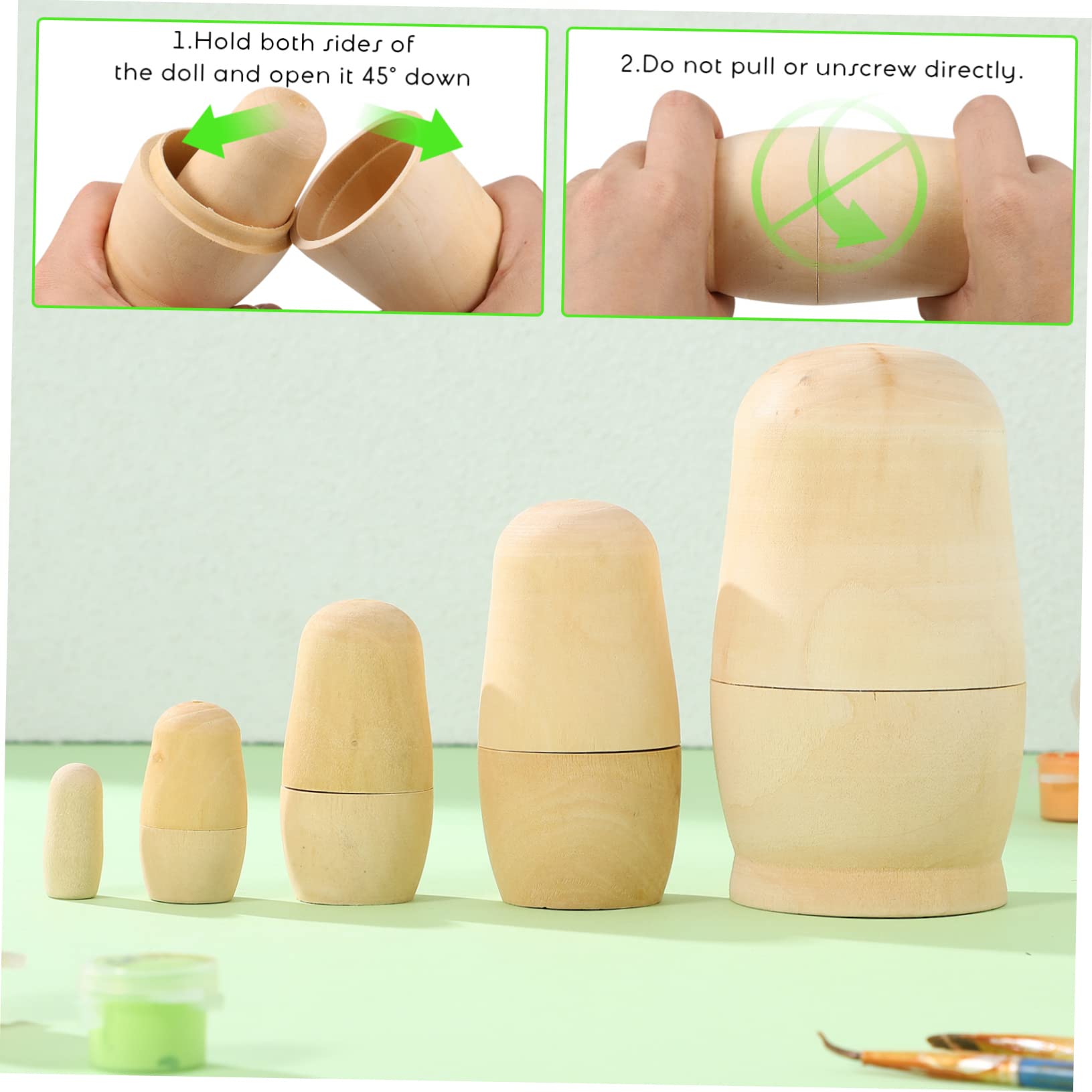10 Sets Matroschka-Holzpuppen Für Kinder Holzdekoration Matroschka-Puppe Aus Holz Unvollendete Stapelpuppen Blanko Nesting-Puppen Leere Russische Puppe Für Kinder Russische