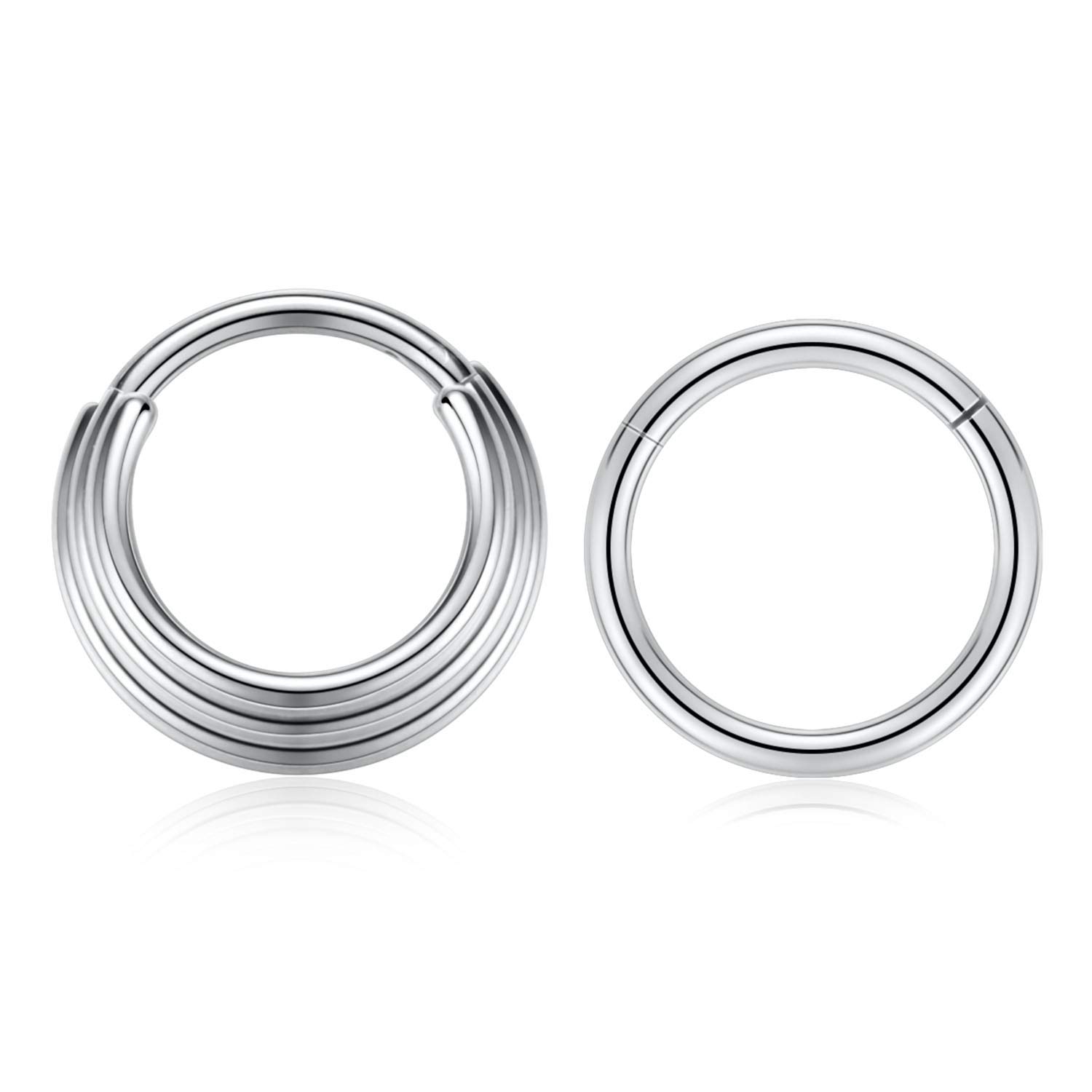 PEAKLINK 16g 316l Surgical Steel Cartilage Earring Nose Ring Hoop Tragus Helix Rook Earrings Septum Clicker Ring 8mm 10mm 2Pcs