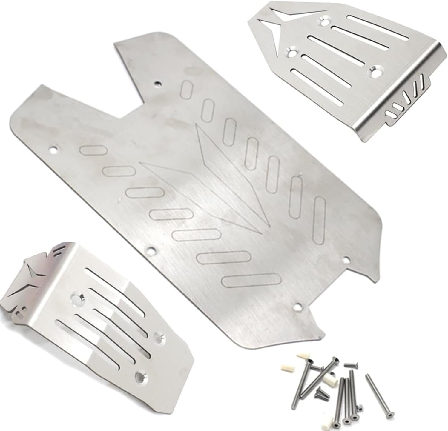 Steel Chassis Armor Front Rear Protector Skid Plate for Arrma 1/10 Vorteks 4x4 3S Blx 4WD Big Rock RC Car Upgrade Parts(Silver