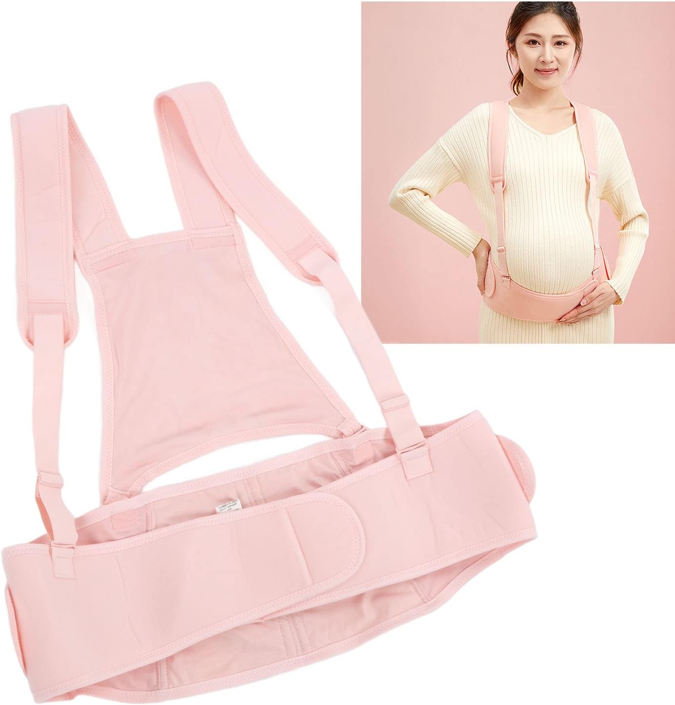 Pregnancy Support Maternity Belt Pregnancy Belly Support Brace Adjustable Breathable Elastic Waist Back Abdomen Band Brace Dual Shoulder Straps for Back and Abdomen Relief (M)