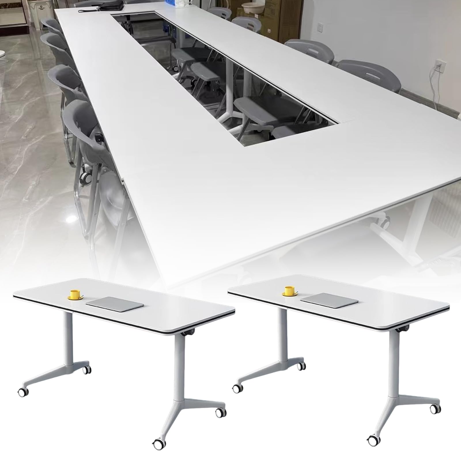 Generisch Klappbarer Konferenztisch, Tragbarer Büro-Trainingstisch mit 360-Grad-Rollen, Mobiles Design, Ideal für Konferenzräume und Klassenzimmer