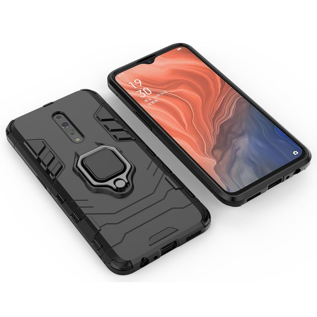 SATURCASE Case for Oppo Reno Z, Ring Kickstand Hybrid 2 in 1 [PC