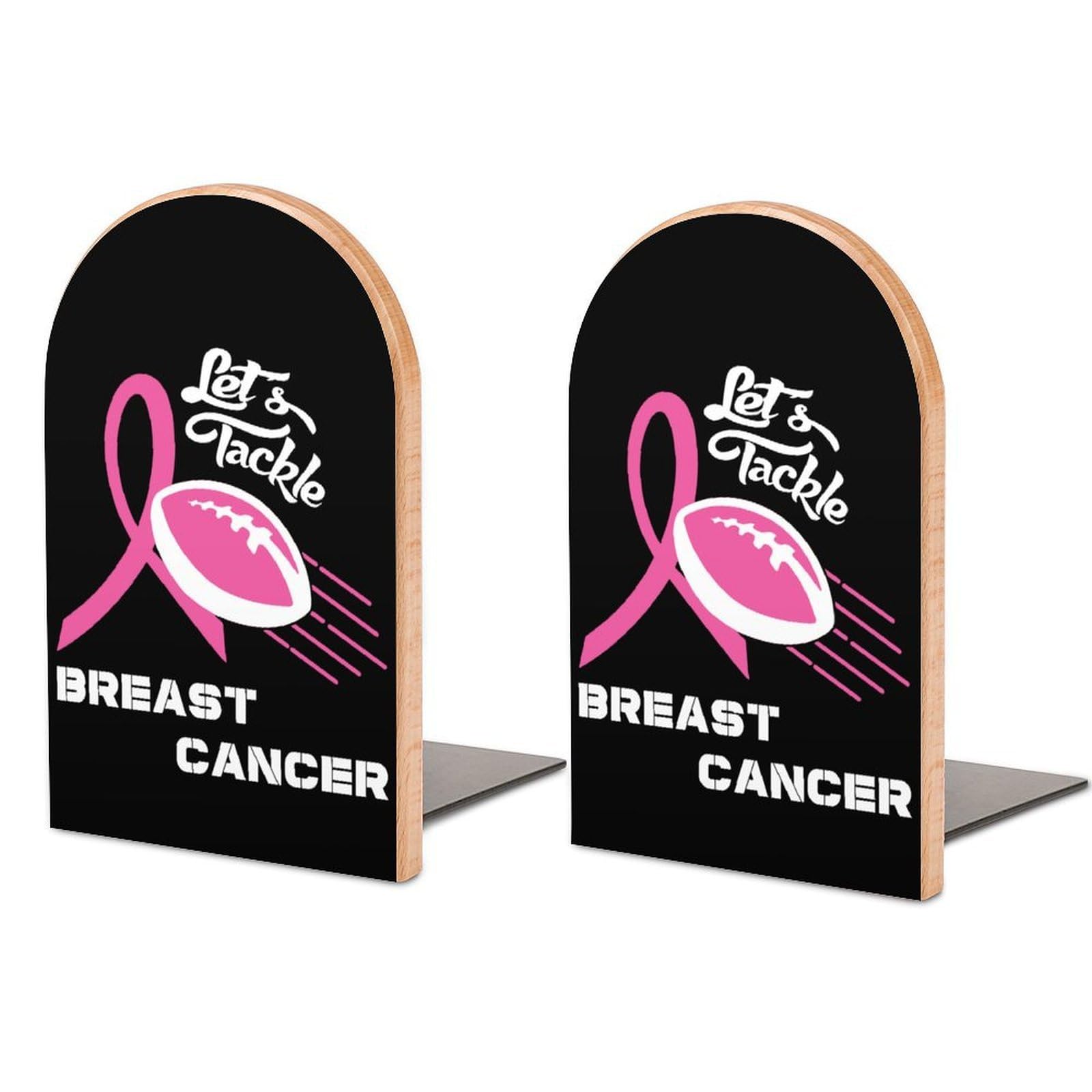 Lets Tackle Breast Cancer Book Ends for Shelves Bookends Bookshelf Holder Stand Books Stopper Home Office Decor