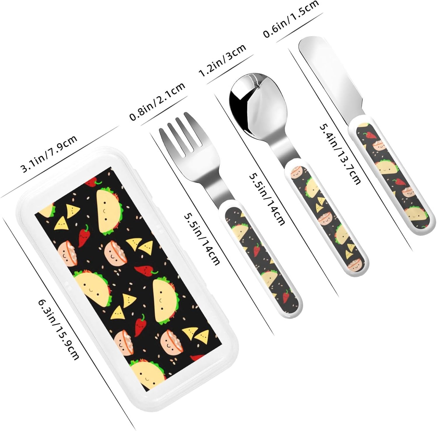 Tuesday Party Print Stainless Knife Spoon Fork 3-Piece Set,Flatware Cutlery Set With Storage Case