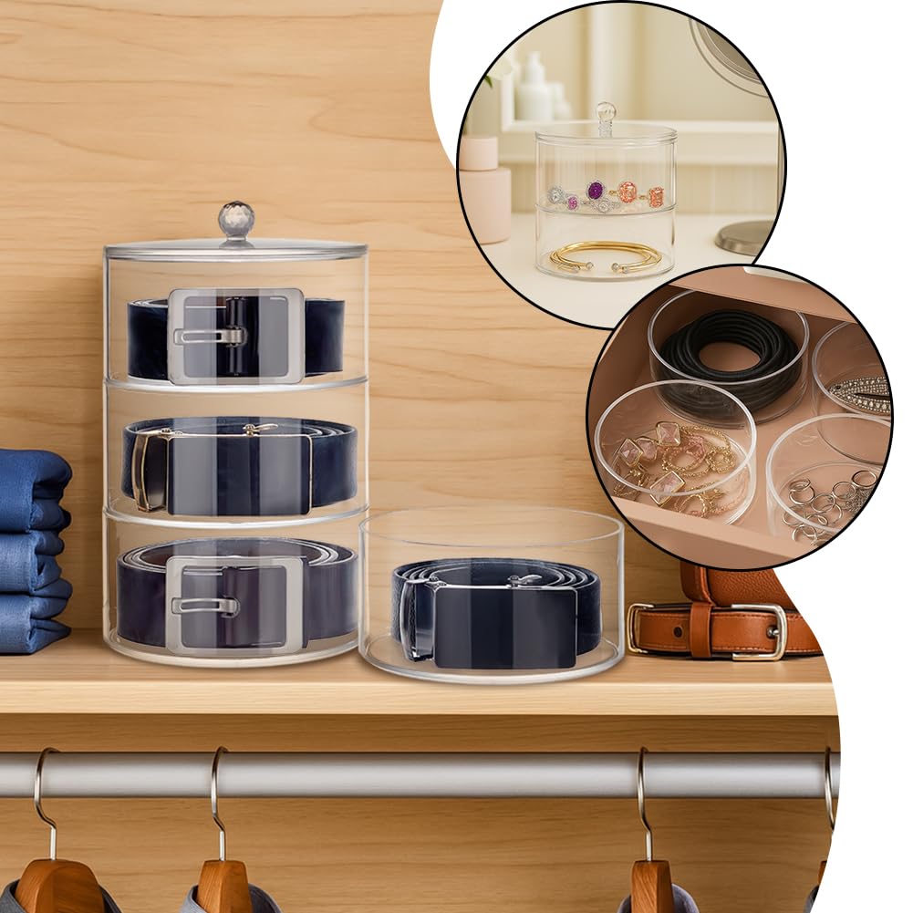 PH PandaHall 4 Livelli Organizzatore per Cinture in Acrilico Scatola Porta Cintura per Armadio, Contenitore per Cintura Trasparente Espositore Impilabile per Orologi Gioielli Bracciali, 14cmx 6.5cm