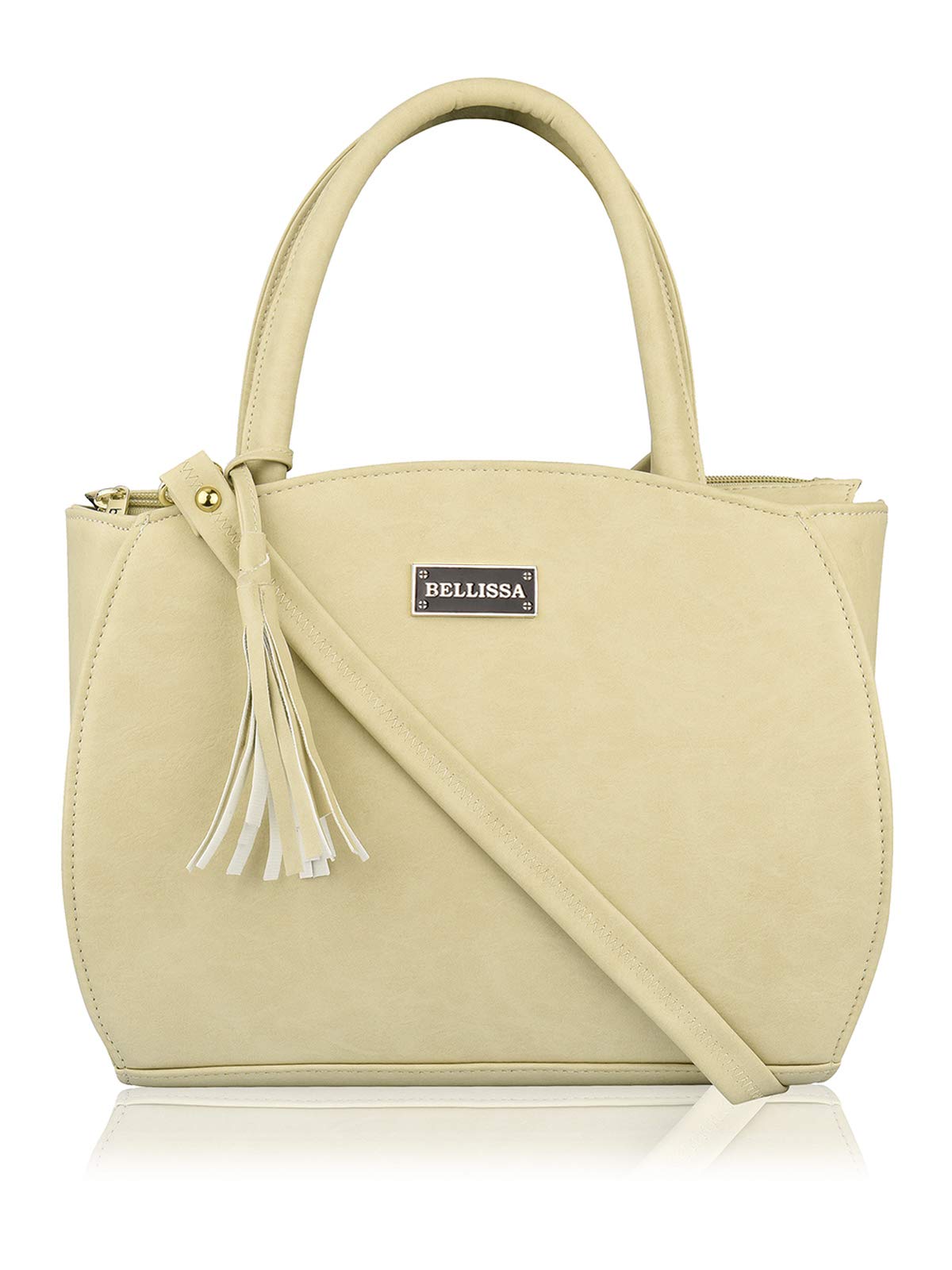 BELLISSA Premium PU Leather Handbags For Women | Solid Top-Handle Satchel Bag | Stylish Designer Medium Size Bag For Ladies | Adjustable & Detachable Sling Strap