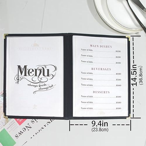 Miniatura 134 de Goodsmart - Fundas para menú de restaurante, paquete de 25 unidades, color negro, 2 vistas, soportes para menú de carga superior, cubiertas