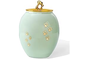 Medium Pet Urns for Dogs Ashes -Paw Prints Ceramics Urn for Beloved...