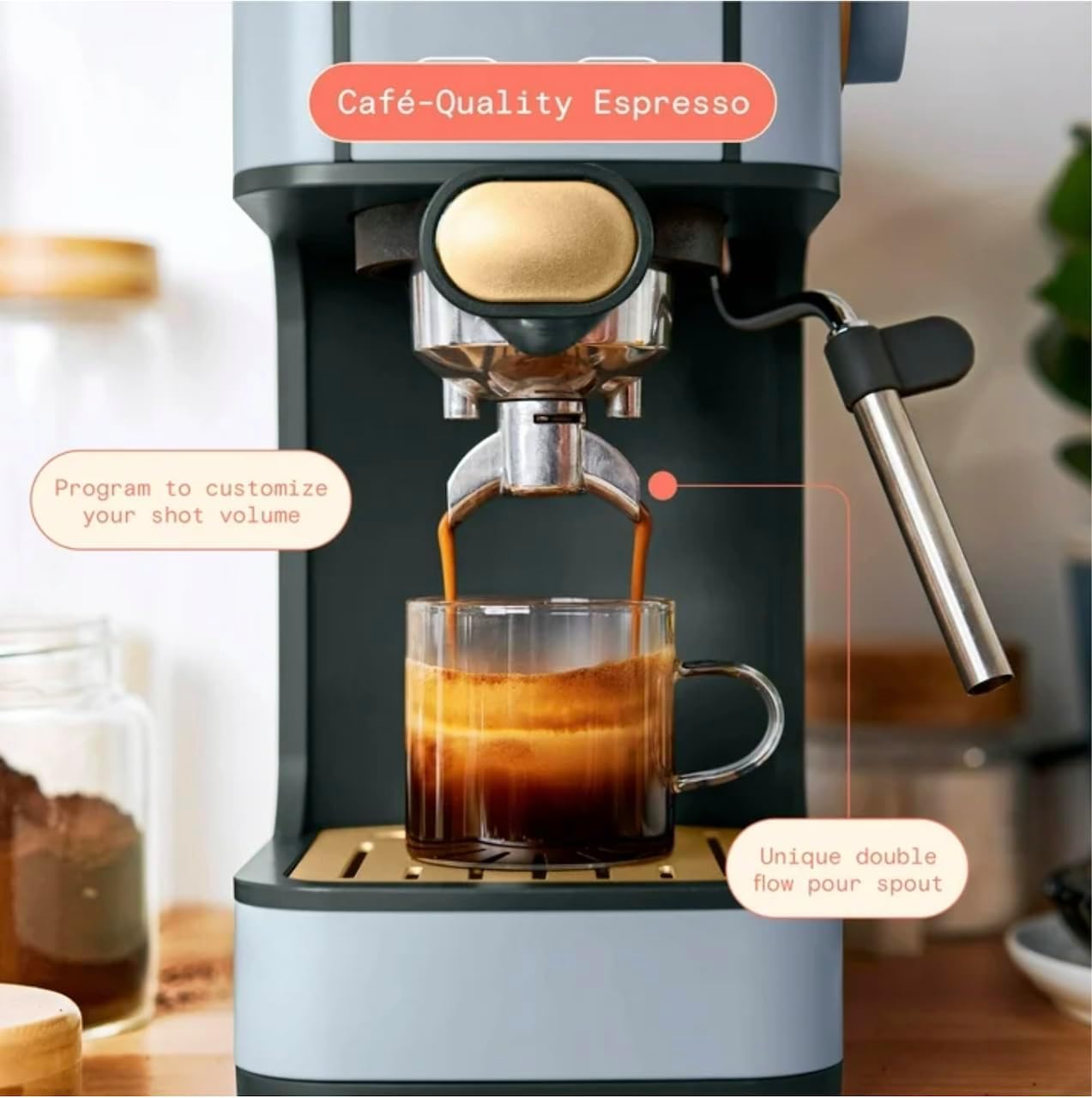 Slim Espresso Machine with 20 Bar,1-Cup Cornflower Blue by Drew Barrymore