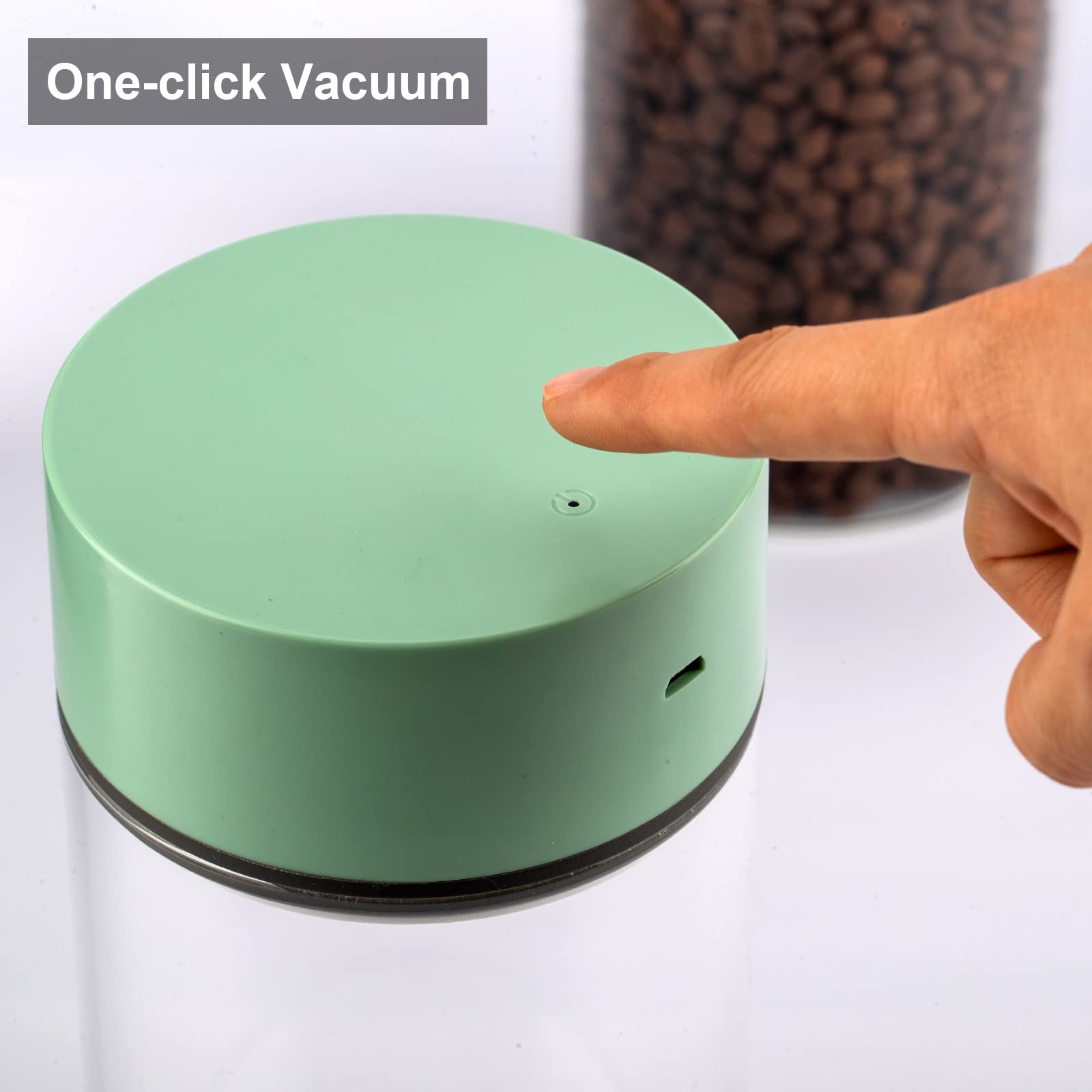 Boîte à Café Sous Vide Automatique 33 KPa - Garde Fraîcheur Des Grains - En Verre Ou Inox - Rechargeable USB-C - 1.6L - 4