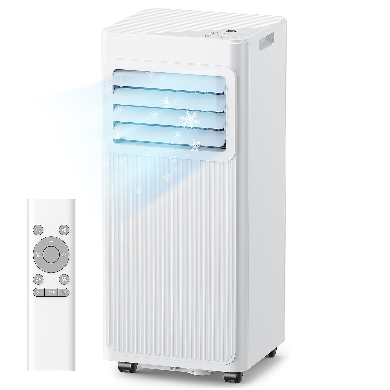 Mobiles Klimagerät 7000 BTU, 4-in-1 Mobile Klimaanlage mit Abluftschlauch & 4m Fensterabdichtung, Ohne Bohren (für Kipp- & Dachfenster), Kühlen & Entfeuchten für Räume bis 25m², Alpinweiß