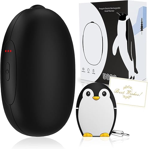 Calentadores de manos recargables, calentador de manos eléctrico, calentador de manos reutilizable de 5000 mAh, 3 niveles de calefacción de doble