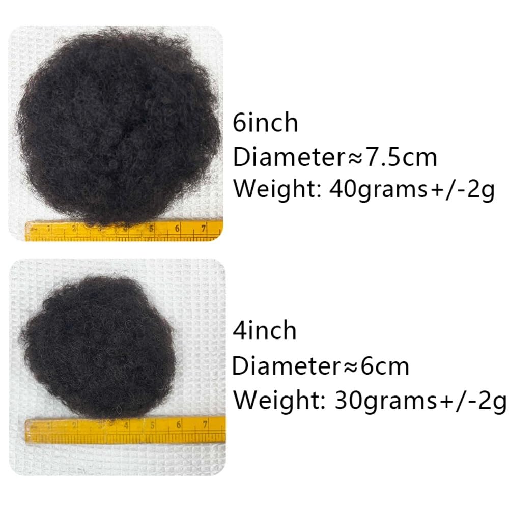 sztuczne włosy kok Ludzkie włosy kręcone kucyk doczepiany 4 6 8 cali Afro Puff ściągany sznurkiem doczepiane włosy Akcesoria do włosów(6inches)