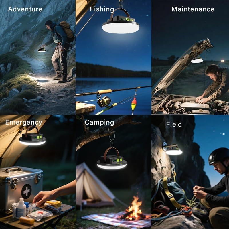 Camping Light Rechargeable, 4500LM 45W Tent Light with Hook, Solar & USB Fast Charging, Long Battery Life, 4 Light Modes, Hanging Portable Lamp for Power Outages, Camping Gear, Emergency, Outdoor