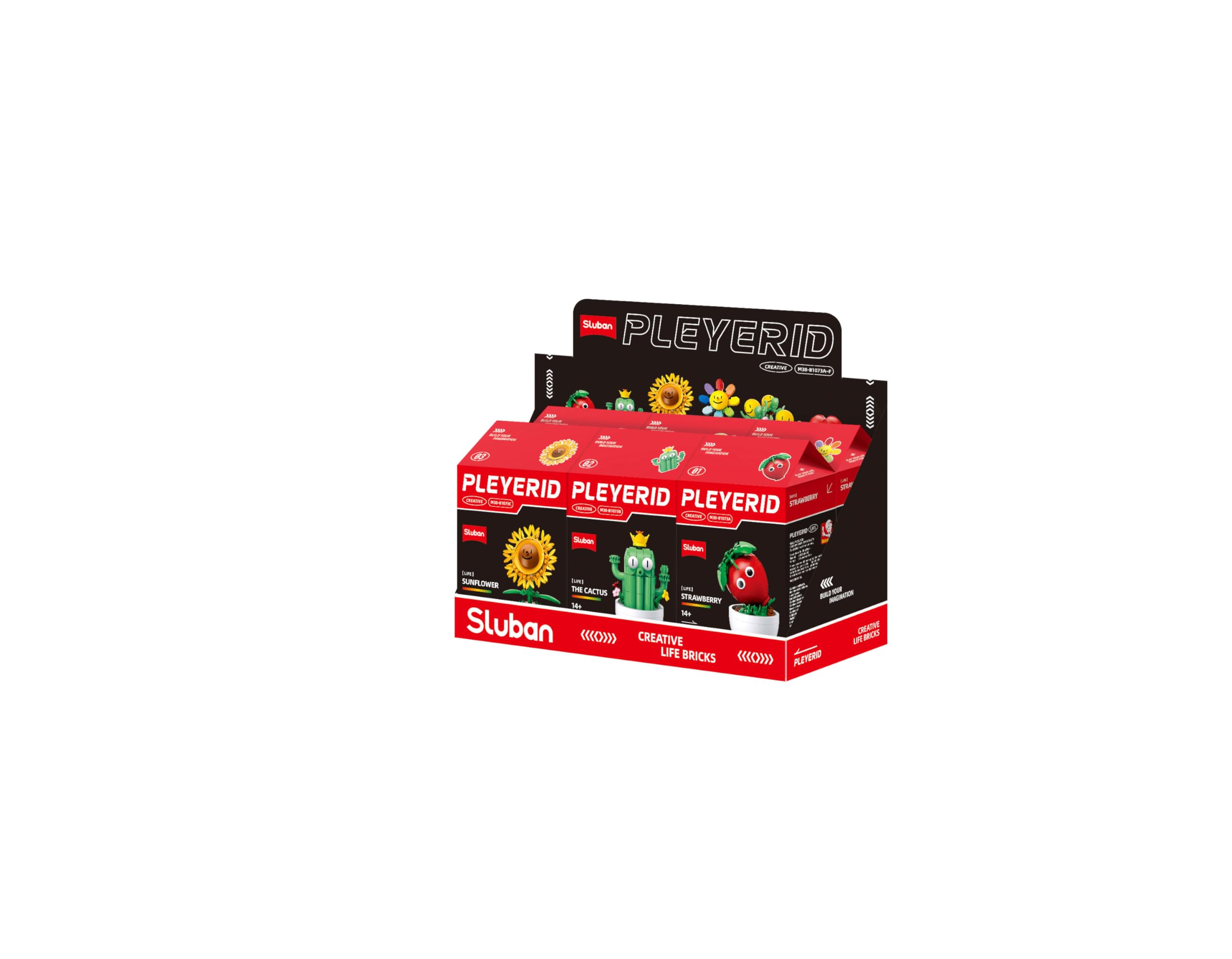 Sluban Pleyerid Creative Life Bricks Building Set, Garden Plants Collection with Sunflower, Cactus and Strawberry Figures, M38-B1073