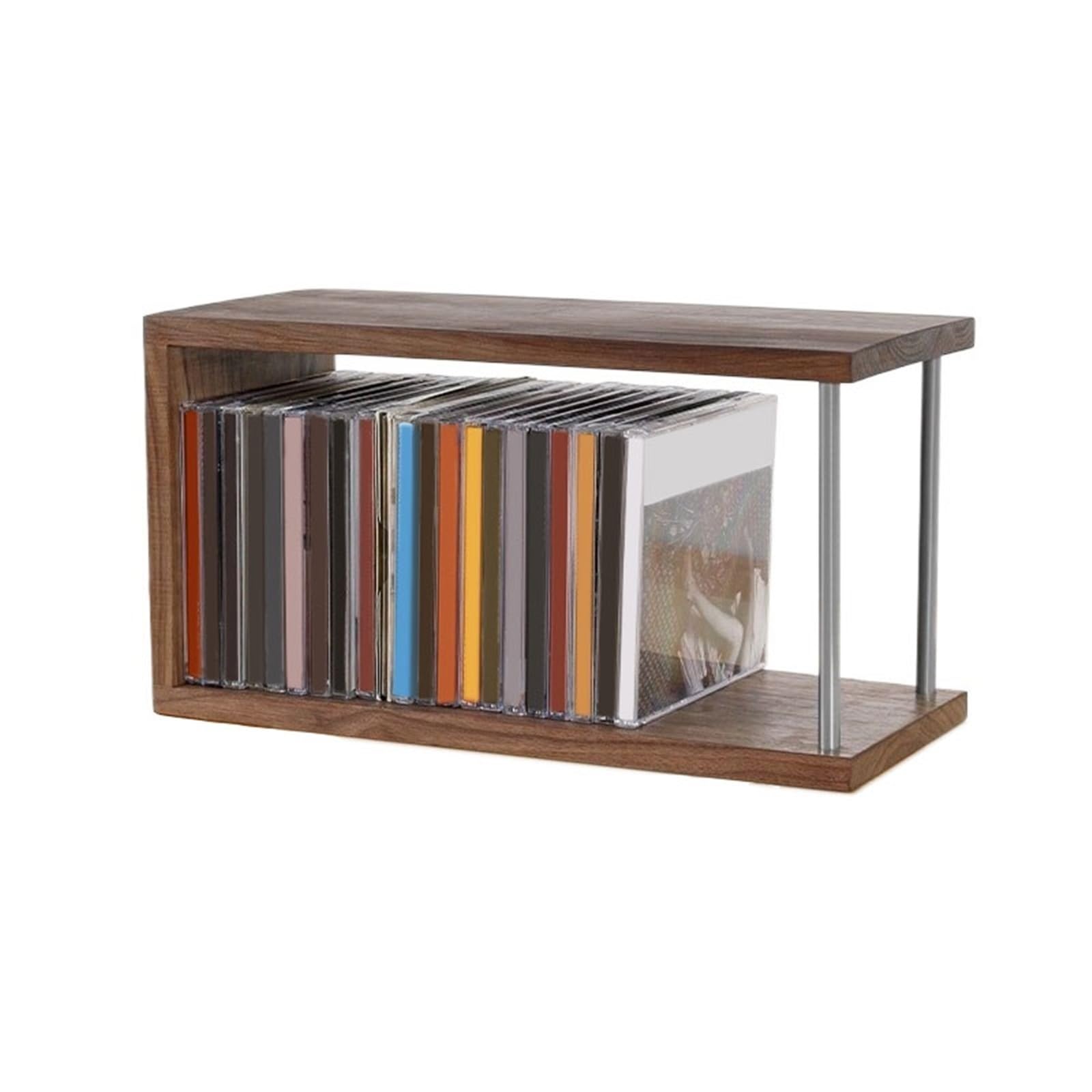 Hhaoran-9868 CD Holder Indoor Tabletop Wooden CD Record Storage Rack Cassette Tape Album Collection Shelving CD/DVD Rack