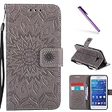 Galaxy Grand Prime Case,G530 Case,LEECOCO Fancy Embossed Floral Wallet Case with Card/Cash Slots PU