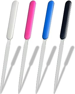 4 Pack Office Letter Opener, Stainless Steel Knife-Edge Blade Envelope Openers, Lightweight Mail Slitter with Ergonomic Grip Handle for Home and Office Use, Mixed Colors