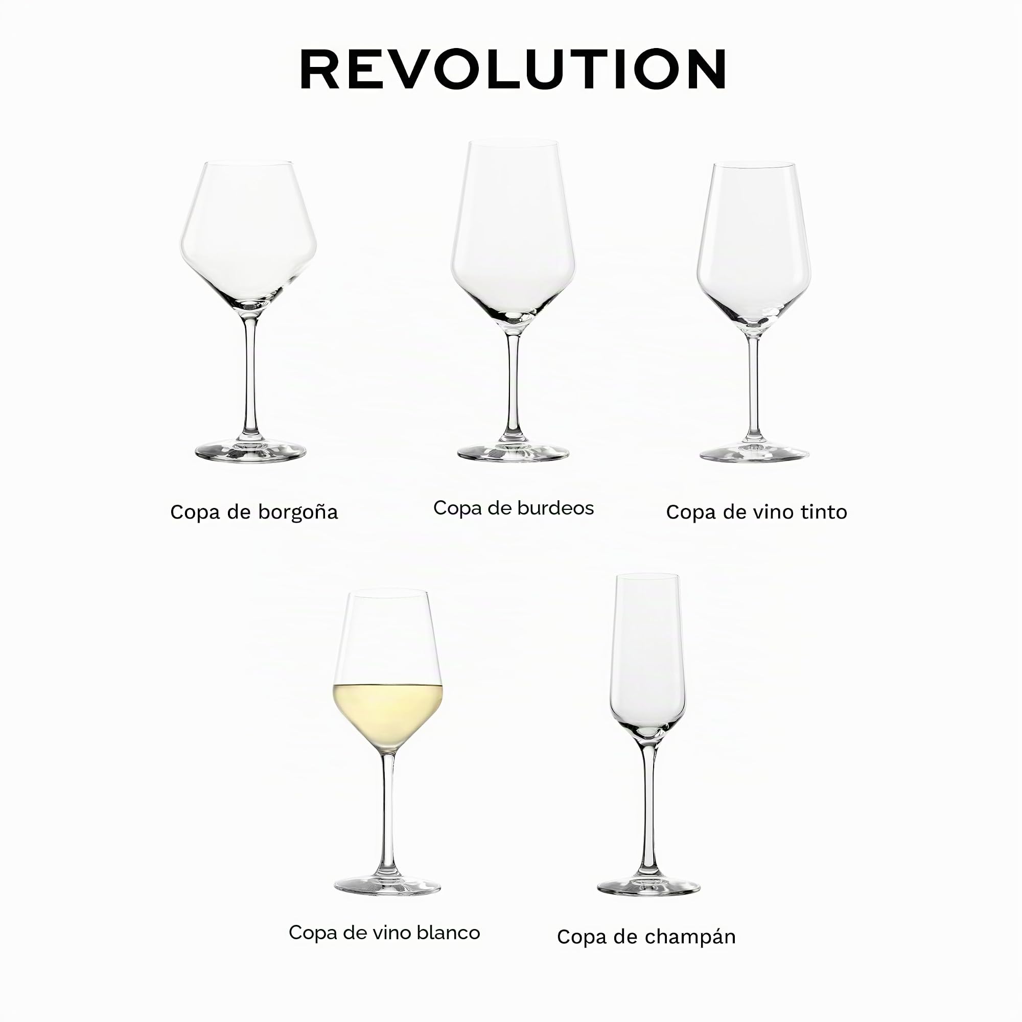 Stölzle Lausitz Copas de Vino Blanco Revolution Juego de 6, 365 ml – Copas para Vinos Blancos Intensos & Tintos Medios – Cristal – Apto para Lavavajillas & Fabricado en Alemania