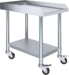 AmGood 30 in. x 18 in. Stainless Steel Equipment Stand with Casters - 18 Gauge NSF Mobile Commercial Kitchen Equipment Table with Undershelf