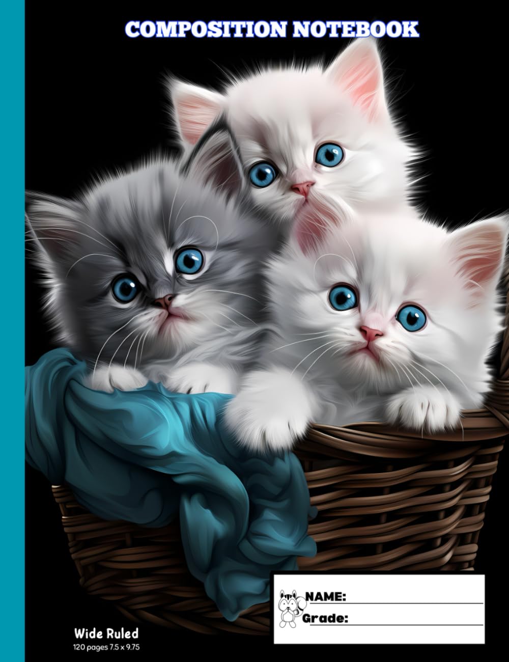 KITTENS COMPOSITION NOTEBOOK WIDE RULED: Story Journal/Exercise book with wider lines for children | Perfect for Elementary Students | Composition School Exercise Book with cute cats cover