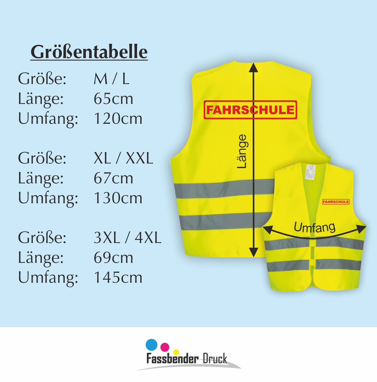 Sicherheitsweste GELB Warnweste nach EN ISO 20471 zertifiziert - Warn Weste für FAHRSCHULE- Unisex mit hochwertigem Reflektorstreifen