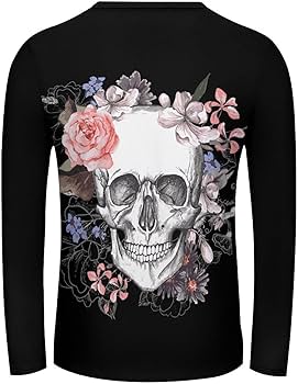 Amazon.co.jp: メンズ ロングTシャツ スカル ドクロ柄 髑髏柄 長袖T