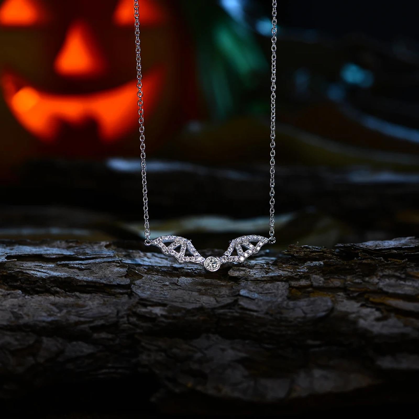 SiVaji Collar Colgante Cadena Hombre Mujer Joyas Necklacecollar Redondo Mujer Hombre Colgante Alas De Murciélago Oro Macizo