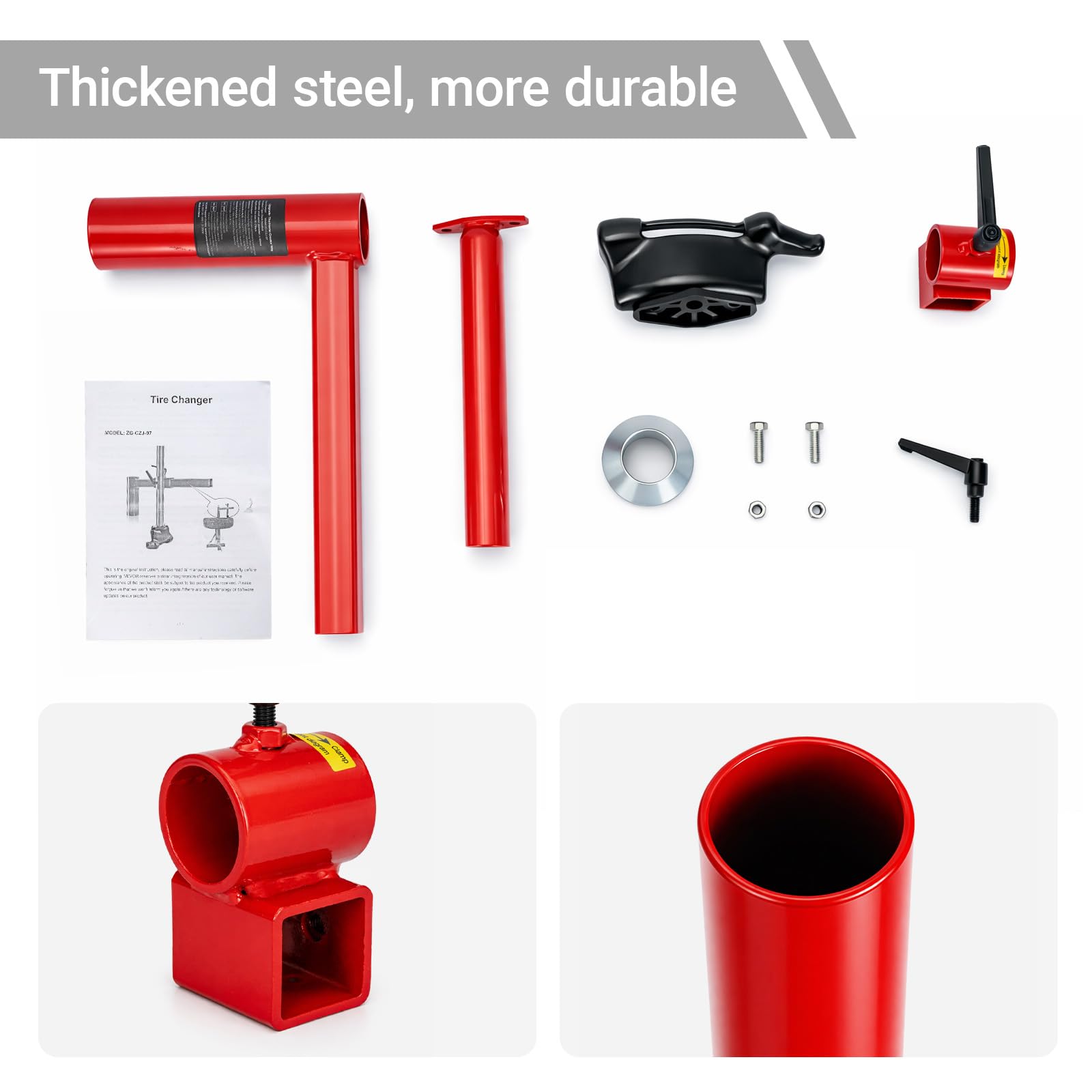 Manueller Reifenmontierer, Duckbill Tool Set for 16-21 Inch Rims – Suitable for Cars, Trucks, SUVs, ATVs – Heavy-Duty Cast Steel with Aluminum Handles and Centering Cone