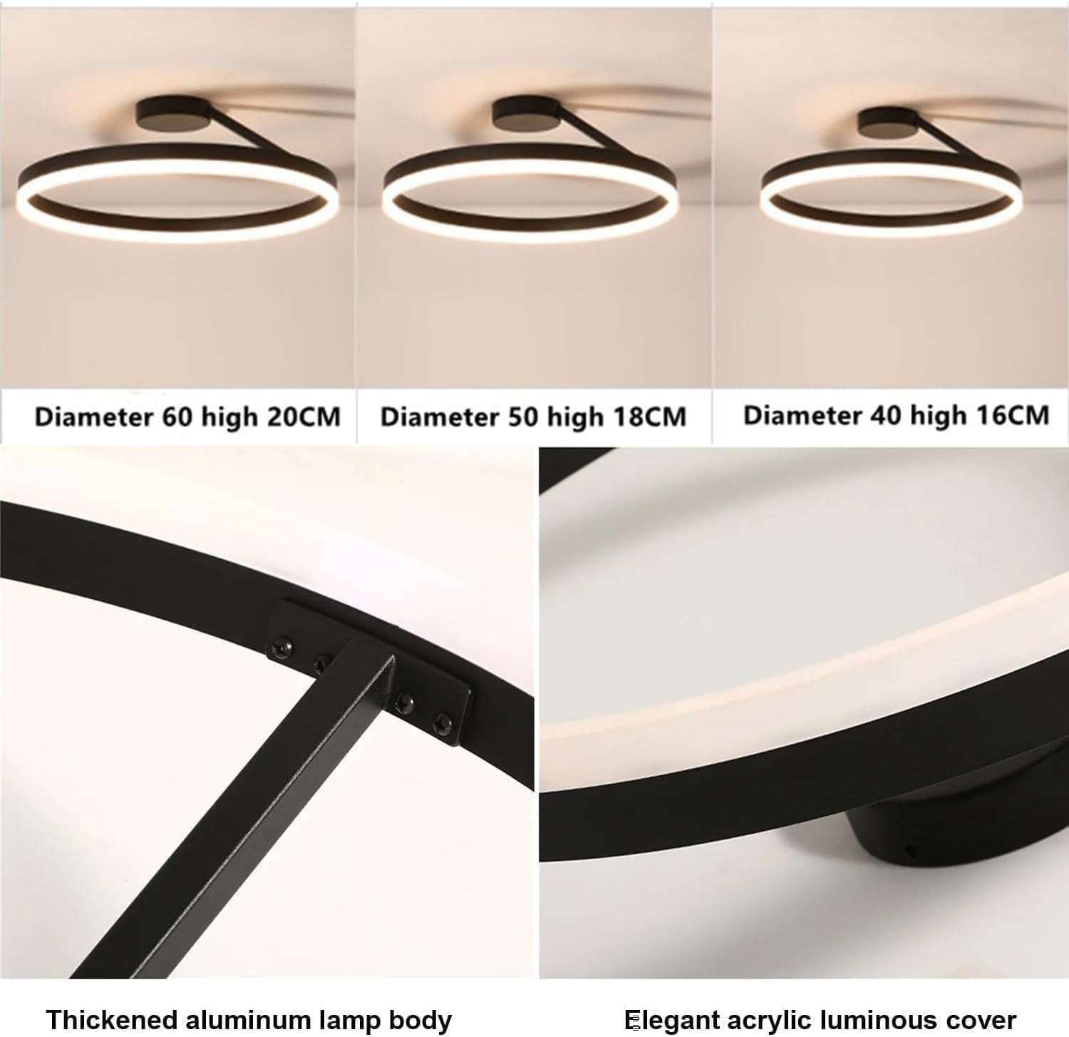 Lampa sufitowa LED do montażu podtynkowego z pilotem, 38W 3000K-6500K Ściemnialna oprawa sufitowa, nowoczesne lampy sufitowe LED do sypialni, kuchni, pralni, biały/czarny