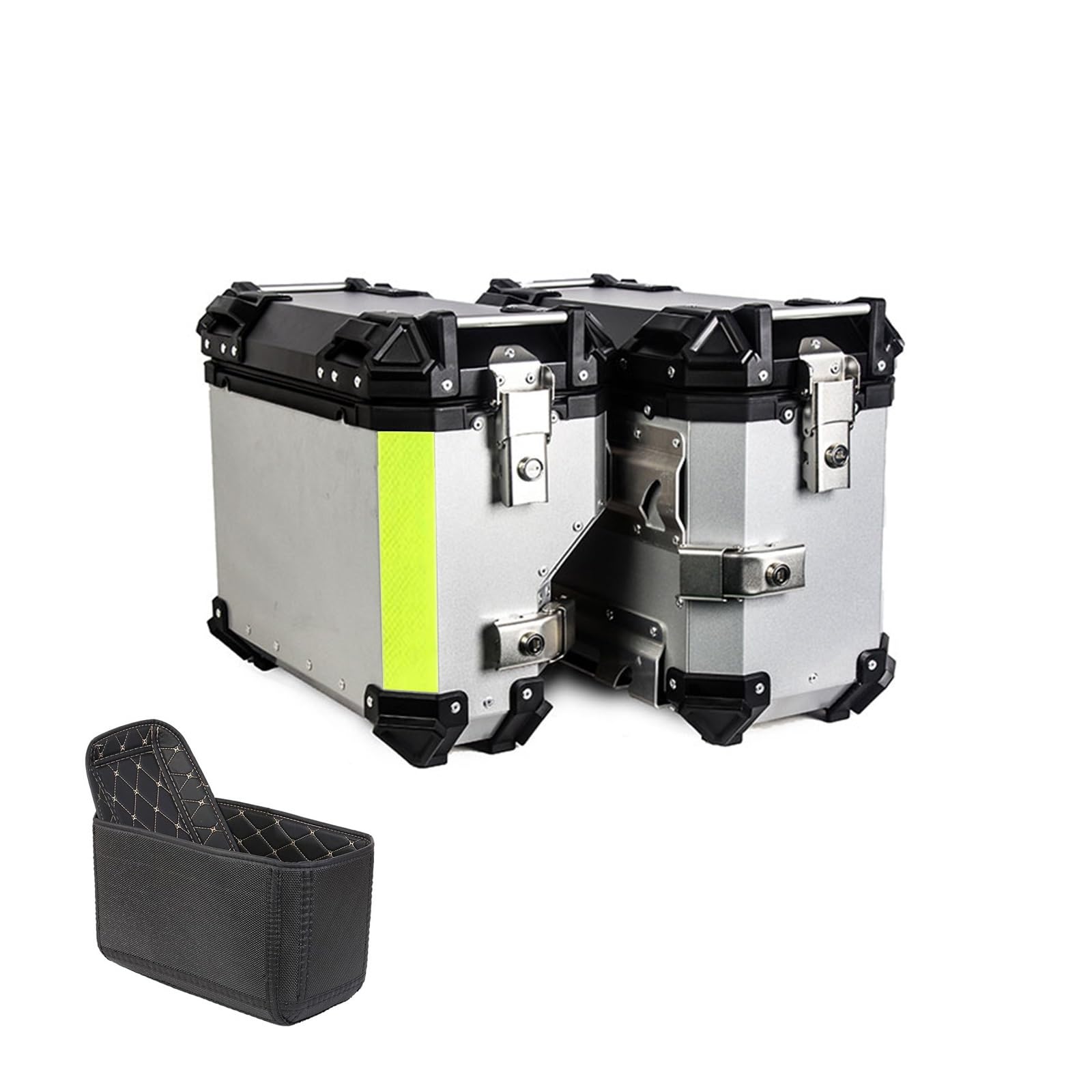 Xzomystify 38L Waterproof Motorcycle Side Case Bag Heavy Duty Motorcycle Tail Box Motorcycle Trunk Box 1 Pair Motorcycle Helmet Bag with Security Lock Storage Case for Stowing Helmets Luggage(Silver)