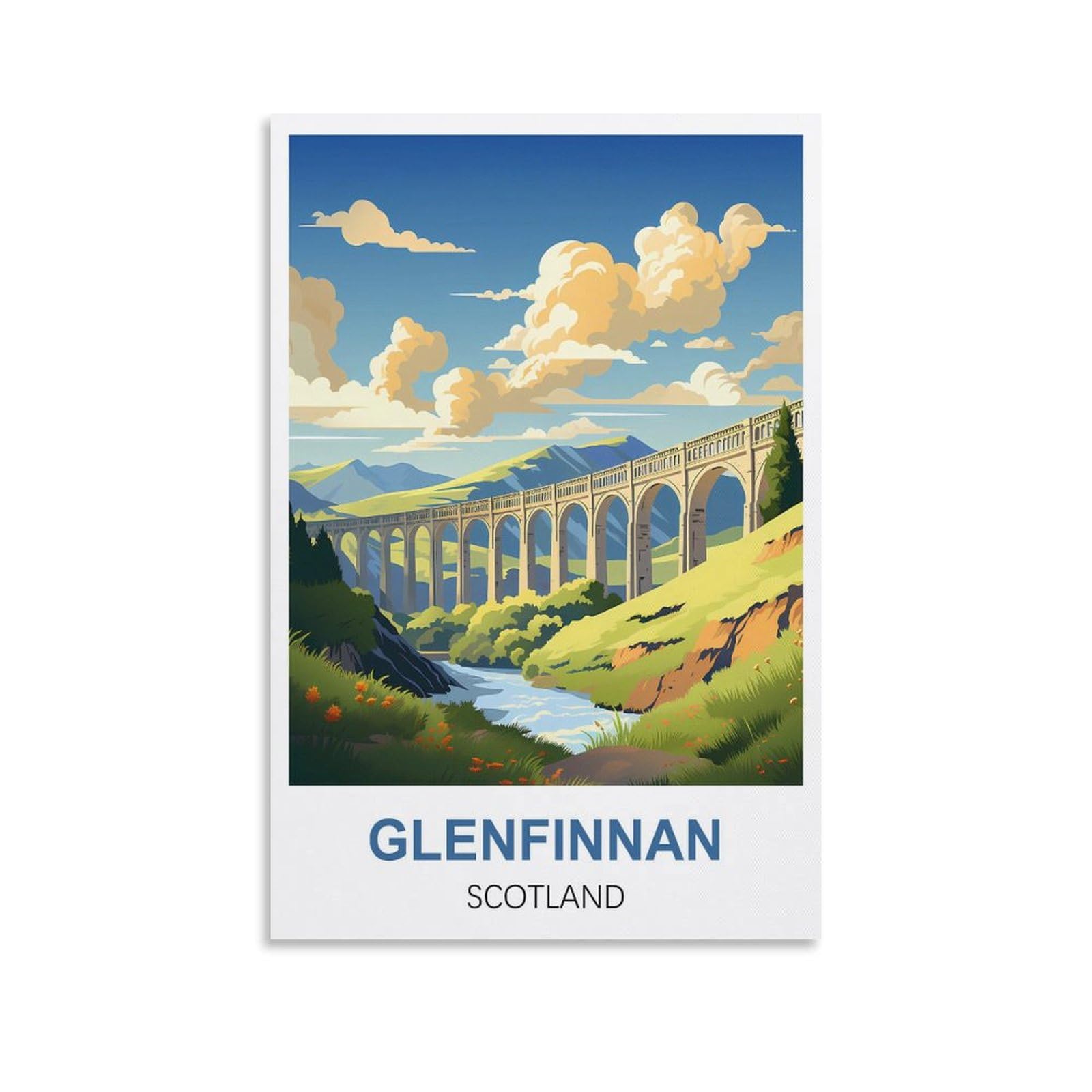 EZMLFA 5D Diamond Painting Kits for Adults,Glenfinnan Scotland,DIY Full Round Drill Diamond Dot Gem Art Kits for Adults,Crafts for Decor 50x60cm