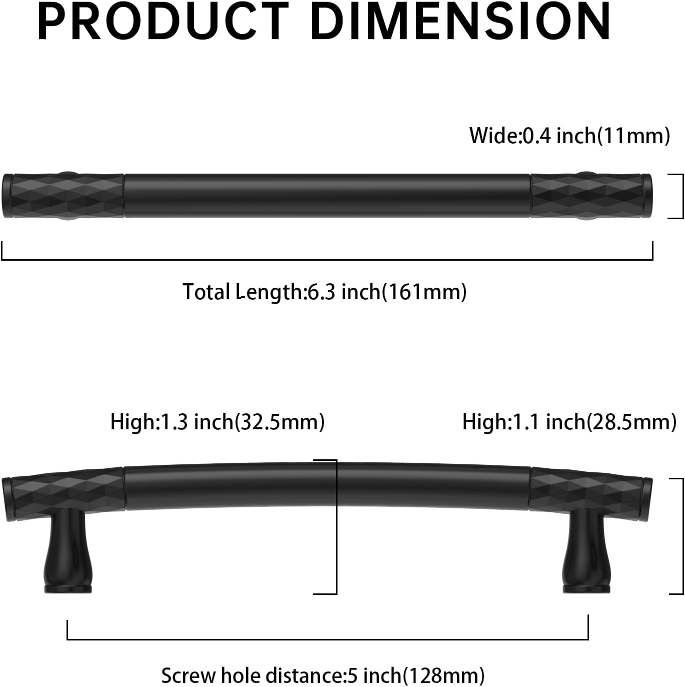 10 Pack 5 Inch(128mm) Matte Black Kitchen Cabinet Handles, Cabinet Pulls Kitchen Cabinet Hardware for Cupboard Drawer Pulls