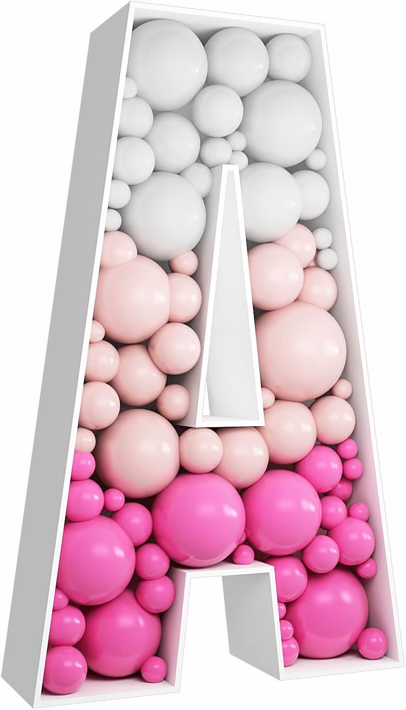 3FT Tall Mosaic Balloon Frame Big Marquee Light Up Letters DIY Kit for Birthday Party Wedding Backdrop Decor Letter A Pre Cut Foam Board