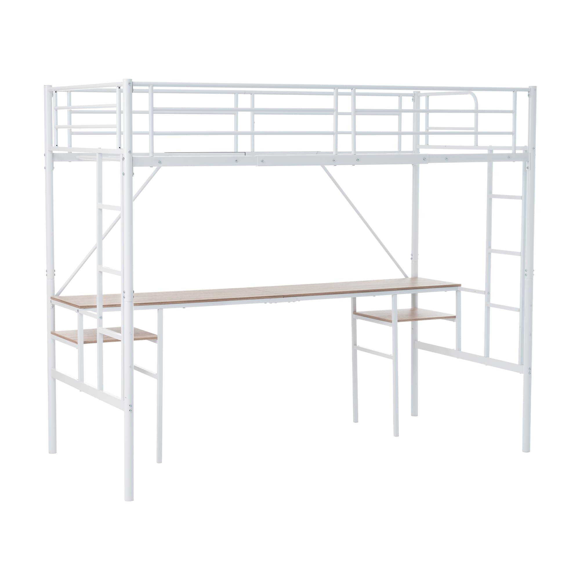 Amazon｜ロフトベッド 大人用 デスク付き ラック棚付き ハシゴ階段