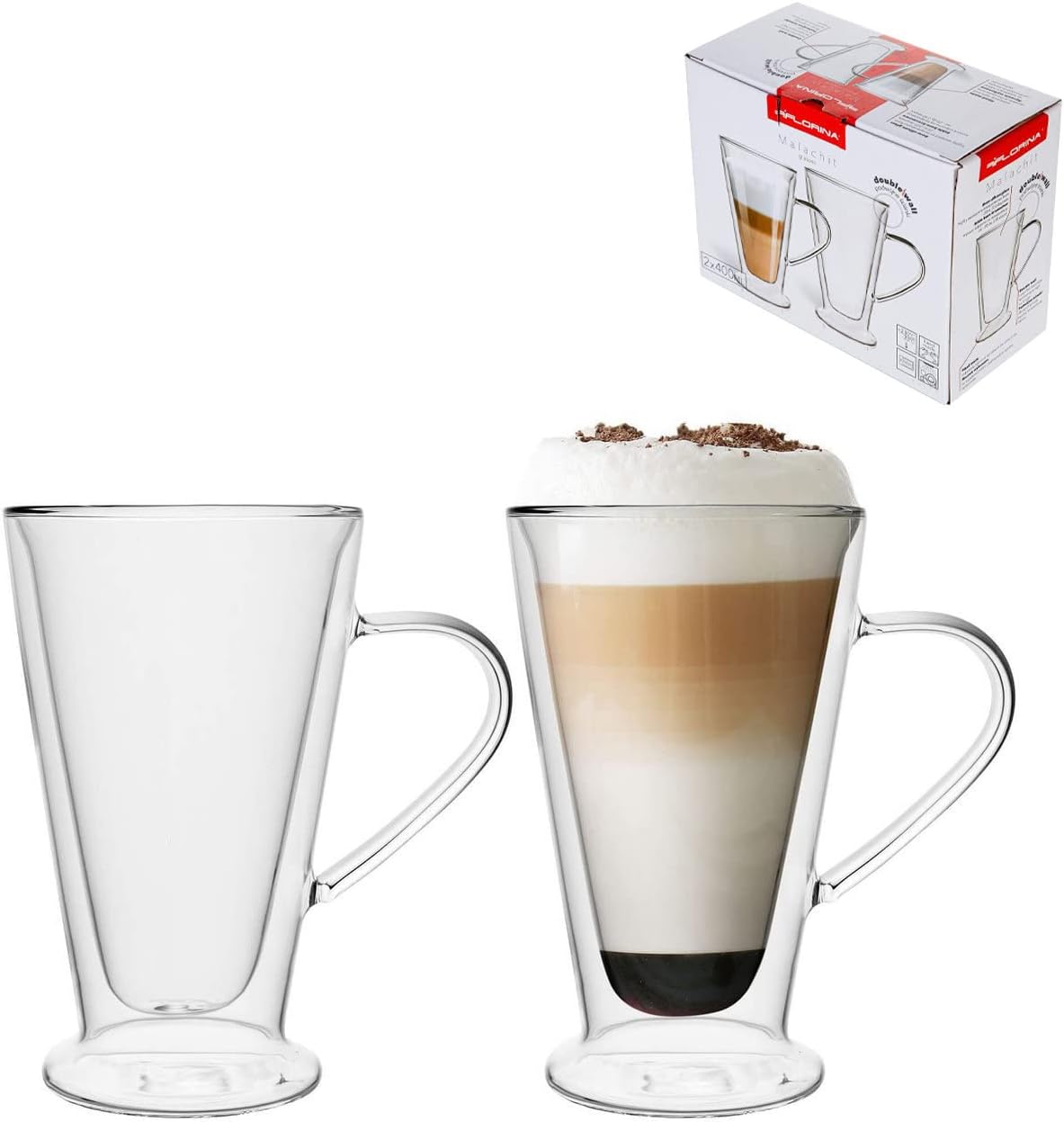 Latte Macchiato Gläser Set – 4x 400ml Doppelwandige Thermogläser Aus Borosilikatglas Mit Löffeln