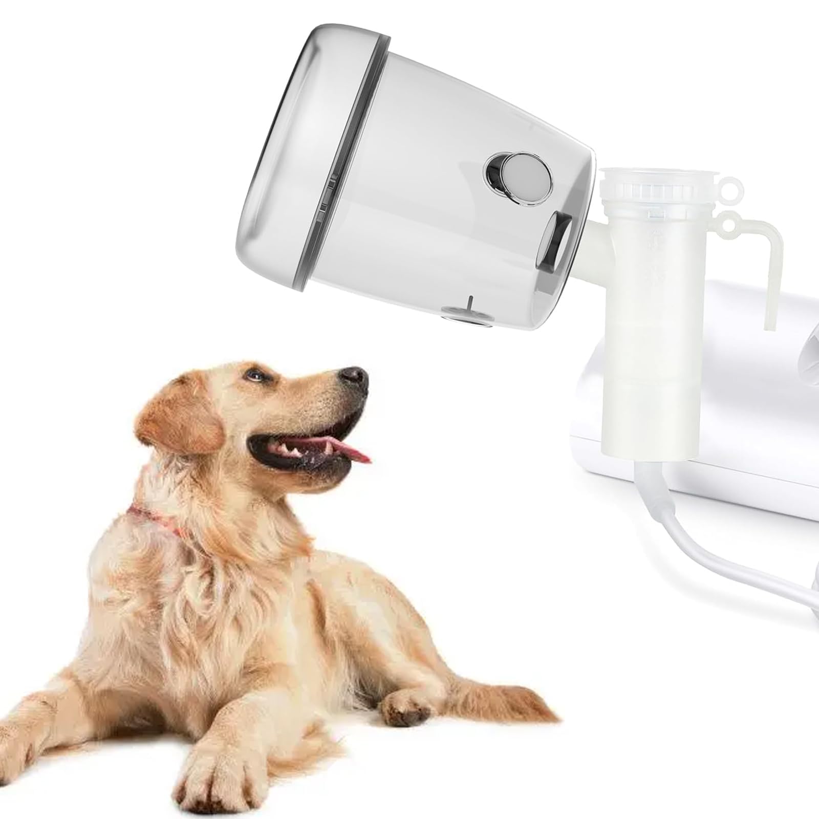 Hundevernebler und Inhalationsmaske, Sauerstoffmaske für große Hunde, Weiß (L)