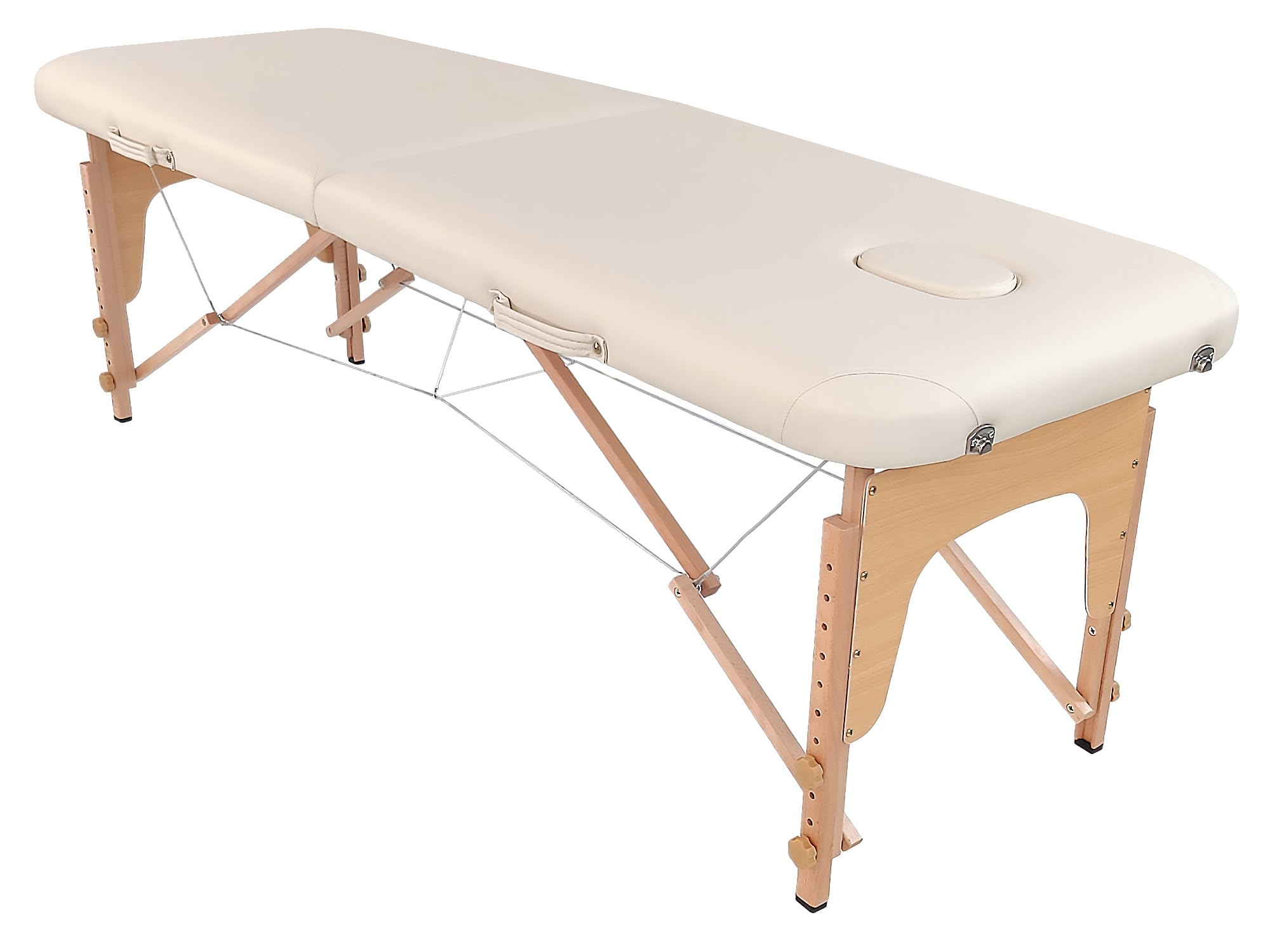 BELTOM® Table de Massage 2 Zones Basic Portables 185 x 60 cm pour physiothérapie - Leger ne pèse Que 11,6 kg. - Cosmetique lit esthétique Pliante avec Panneau Reiki - Crème