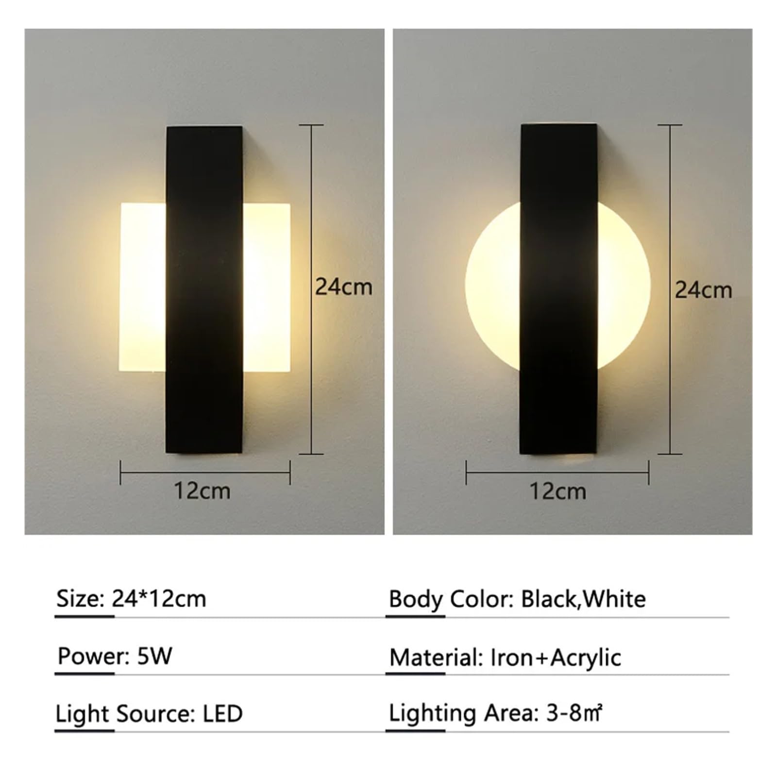 Lampada da parete moderna semplice a LED Soggiorno Camera da letto Lampada da parete sul comodino Illuminazione per scale per interni Apparecchio decorativo per la casa rotondo/quadrato, Lampadar