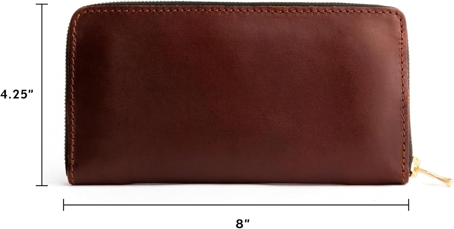 Portland Leather Goods Women's Accordion Zip Wallet – Handcrafted in Durable, Full-Grain Leather – 8 Card Slots & Secure Zippered Pocket – Cognac - Image 2