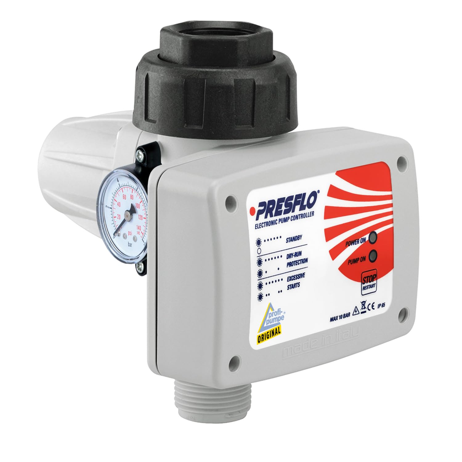 PRESOSTATO DE CONTROL DE BOMBA inteligente PRESFLO-2® - 1,5 bar f- PLANTA DE AGUA DE CASA DE BOMBA Controlador automático de bomba con PROTECCIÓN DE FUNCIONAMIENTO EN SECO y PARADA DE EMERGENCIA