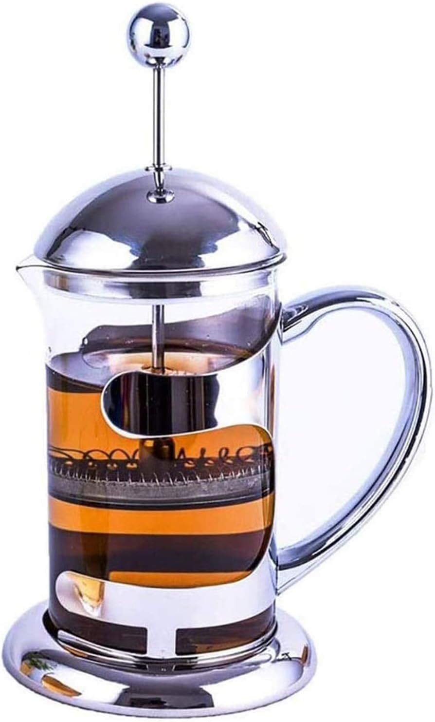 French Press Coffee Maker (300ml) - Stainless Steel Coffee Press - Heat Resistant Carafe