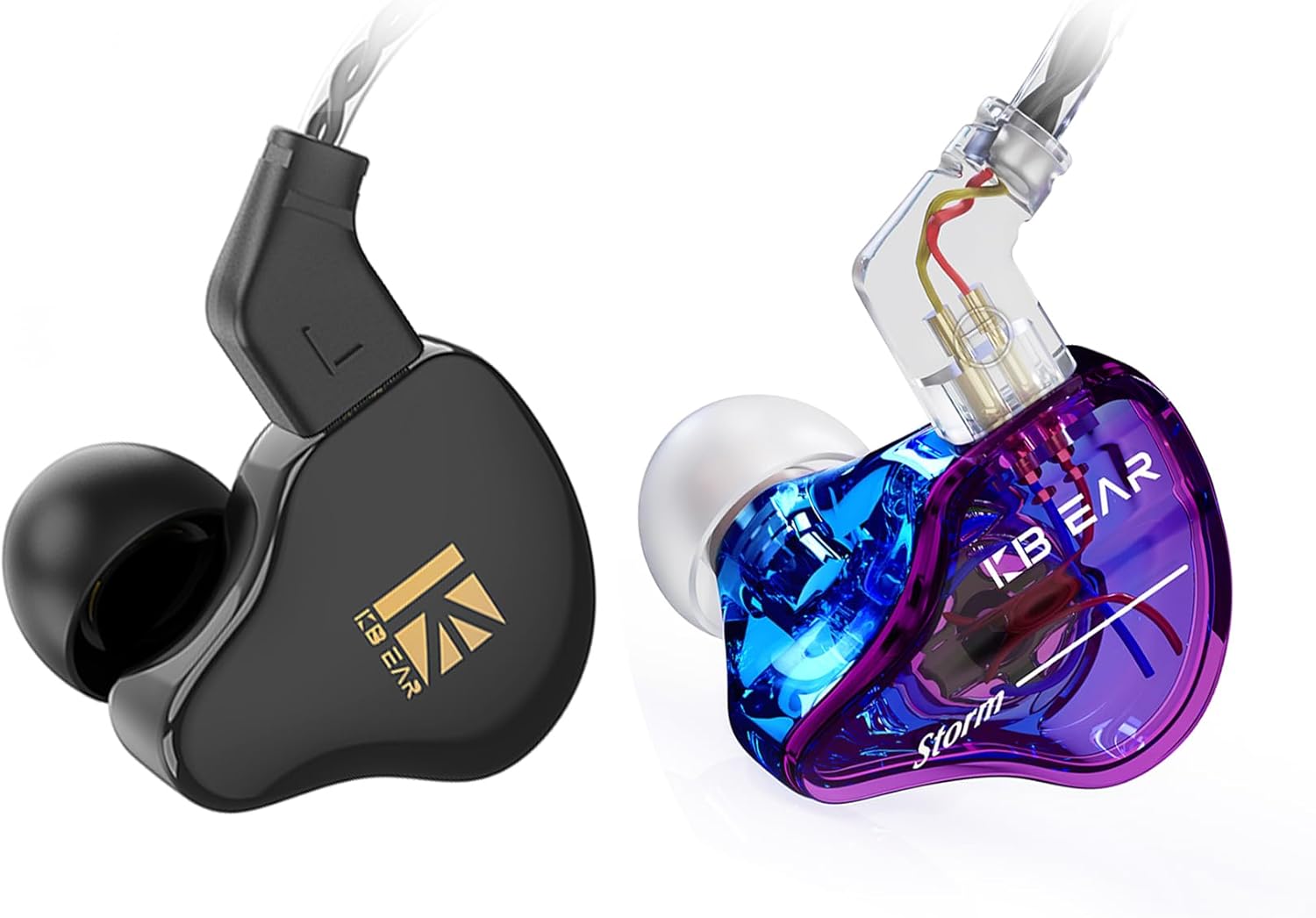 YINYOO KBEAR KS1 HiFi Crystal Clear Sound Earphones Monitor Headphones +KBEAR Storm in Ear Monitor Earphones for Singers Drummers Musicians