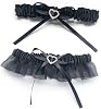Lace Wedding Garter Belts for Bride, Women Garter Set for Wedding Prom, Stretchable Lace Leg Rings for Women A. Black