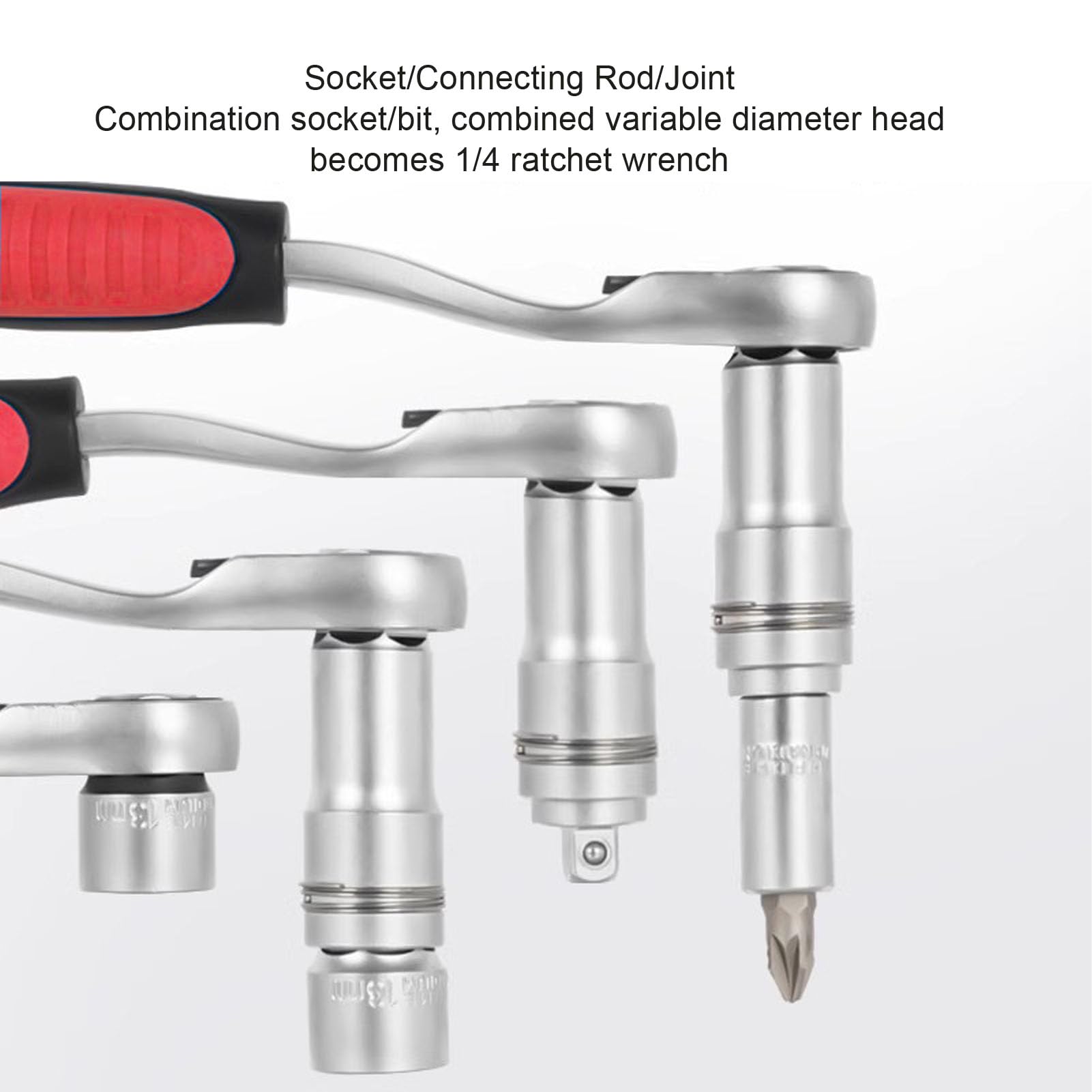 Set di Bussole Passanti 17 Pezzi, 10-24 Mm per Aste Filettate Lunghe, Chiave a Cricchetto 72T con Adattatori di Azionamento, Struttura in Acciaio