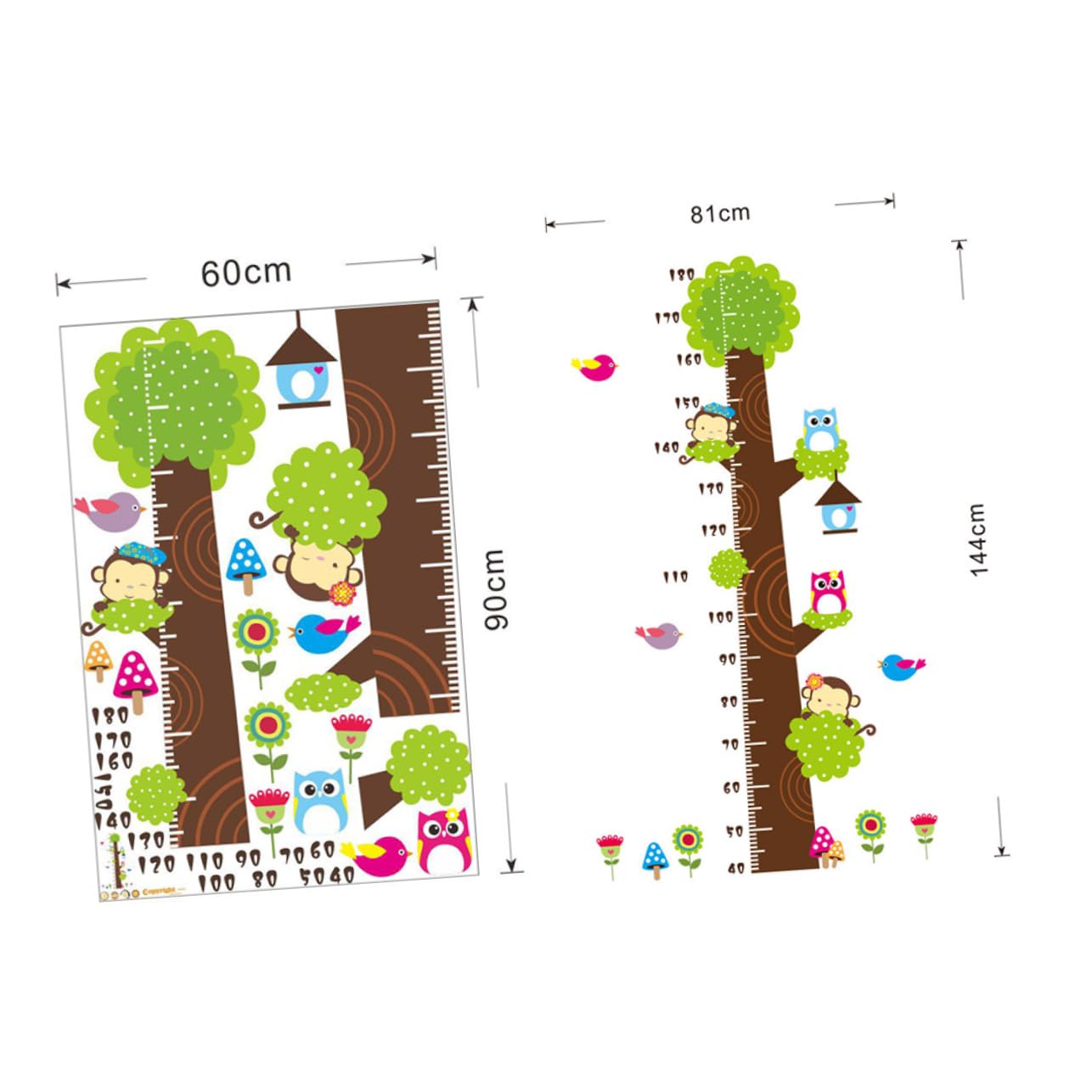 Ciieeo 1 Pc PVC Height Measuring Sticker for Boys and Girls Adorable Owl Tree Growth Chart